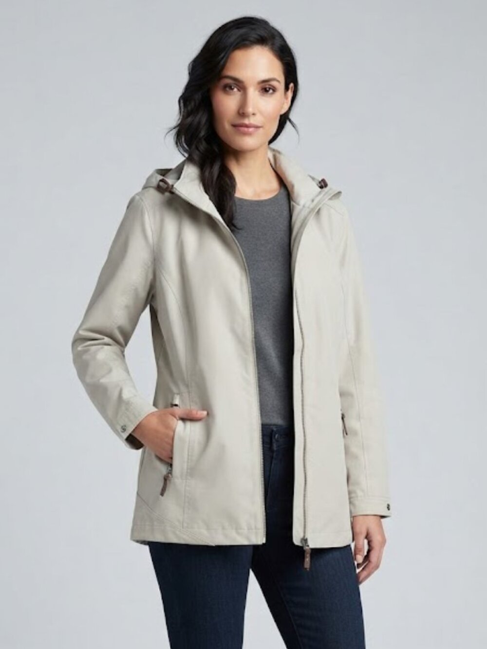 Johnston & Murphy Water-resistant Hooded Full Zip Rain Jacket. Medium.